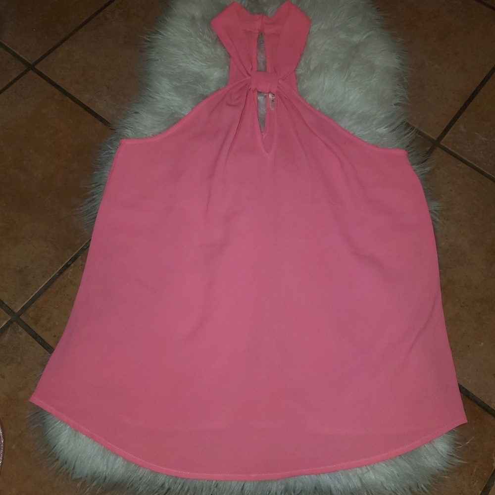 INTERI hot pink halter tank blouse